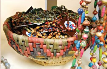 Beads in a wicker basket