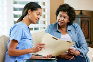 Nurse speaking with patient