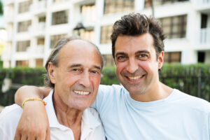 Senior father and adult son