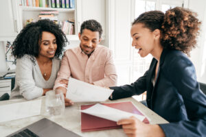 Couple talking to an advisor