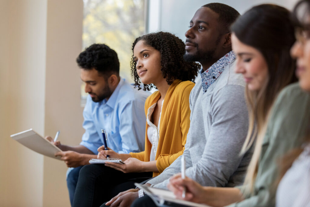 Group of business people concentrate during training class