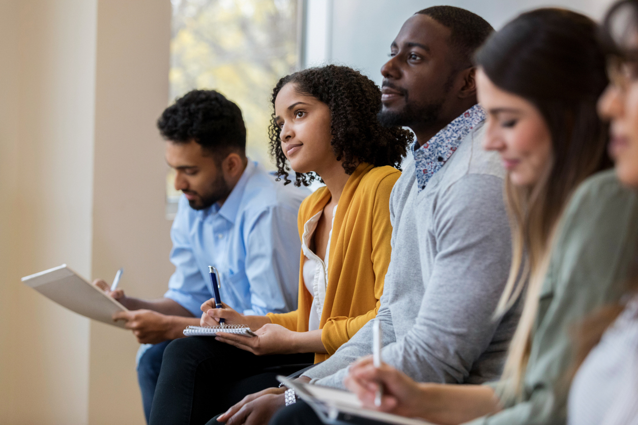 Group of business people concentrate during training class