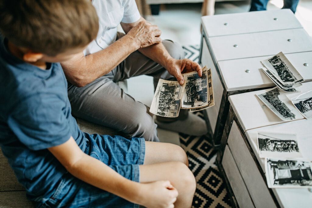 Grandparent spending time with grandson