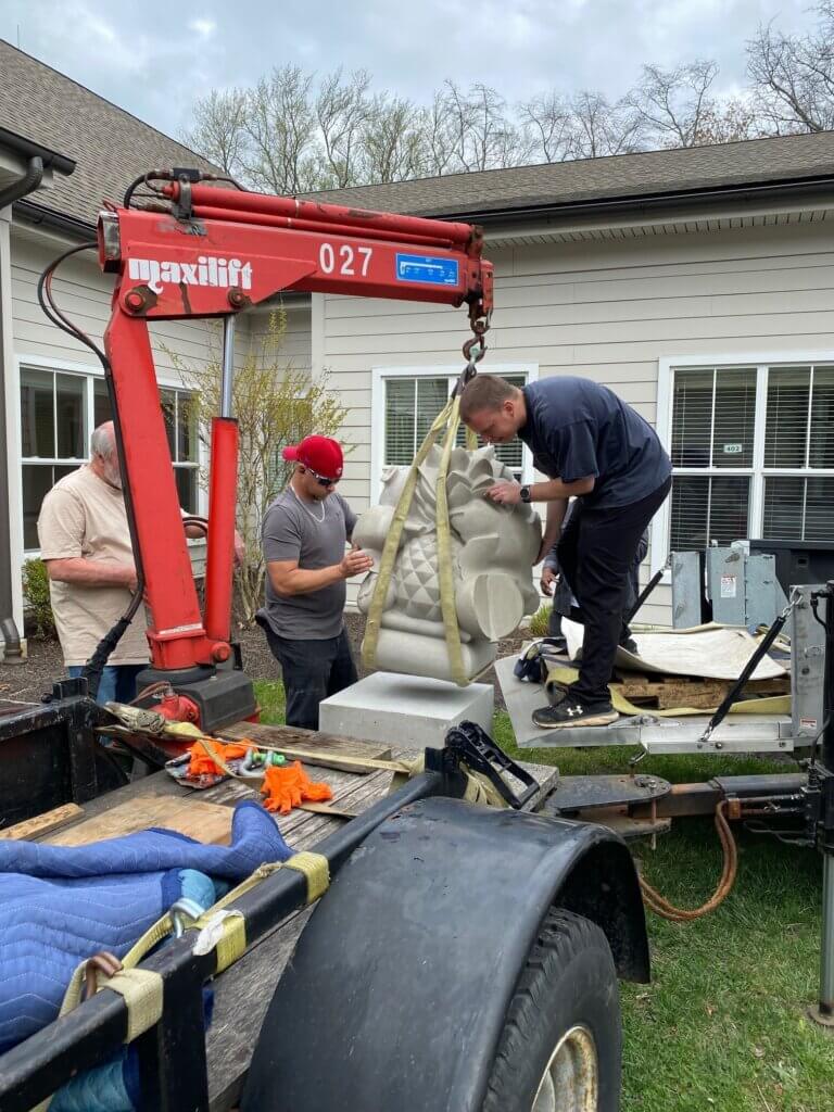Installing Stephen's sculpture 2