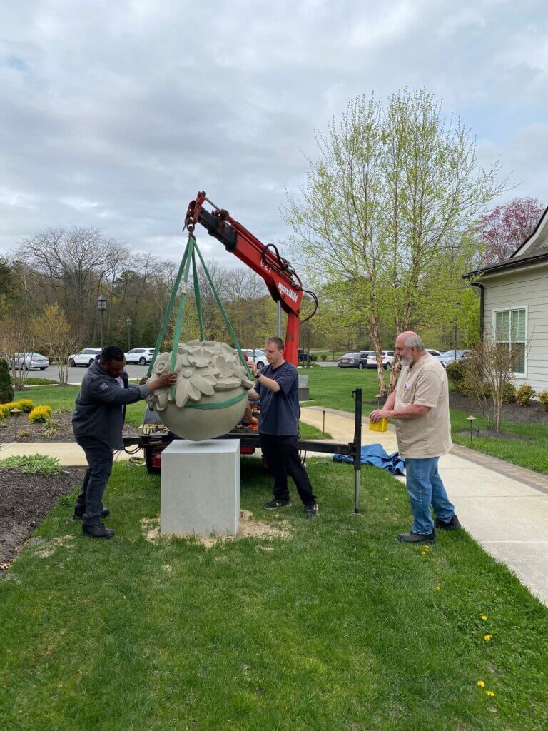 Installing Stephen's sculpture 3