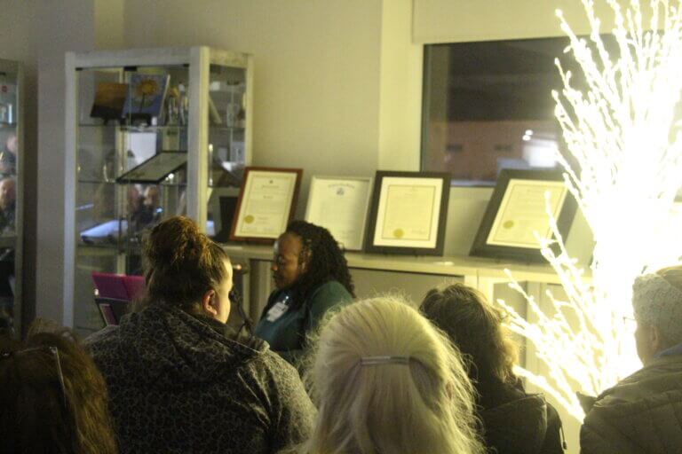 Charity playing piano