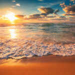 Beautiful cloudscape over the sea, sunrise shot