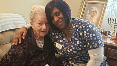 Hospice Patient Ester Bilsky with Aide