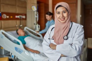 doctor with arms crossed at hospital