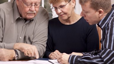 adult son and parents discussing an advanced care plan