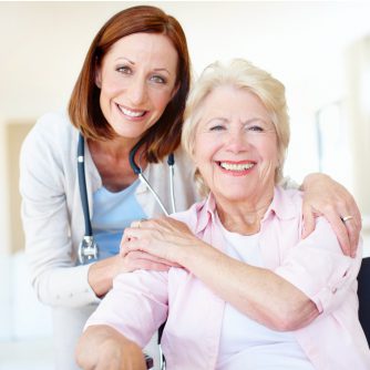 hospice doctor with elderly patient